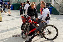 Even with a bum ankle and a bruised heel from yesteday's practice, Roger Rinderknecht still managed to come home in the top 20 riders during qualifyng.